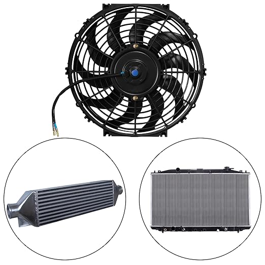 MuHize Radiator Cooling Fan - 12V 80W Universal Electric 10-Inch Fan Assembly with Bolt-On Kit, SAE Radiator Fans for Cars & SUVs (Black)