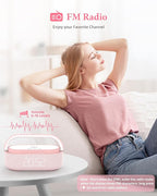COLSUR Bluetooth Speaker with Wireless Charger, FM Radio, Dimmable LED Night Light, Dual Wireless Speakers, 2500mAh Portable Speaker for Home Decoration, Bedroom, Office, Gift
