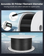 SUNLU Large Spool 5KG PETG Filament, 3D Printer Filament PETG 1.75mm, Less Stringing Good Layer Adhesion High Toughness, Big Roll Filament, 5kg Spool(11 lbs), Black