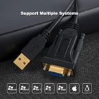 CableCreation USB to RS232 Serial Adapter with PL2303 Chip, 3.3 FT USB to DB9 Pin Female Converter Cable for Cashier Register, Modem, Scanner, Digital Cameras, CNC etc, Black