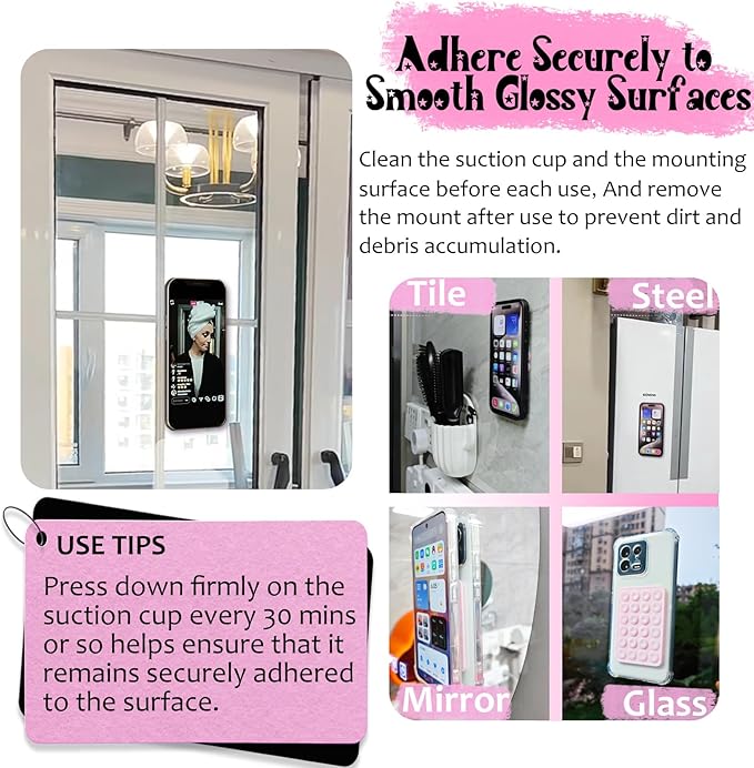 Silicone Suction Phone Case Mount, Silicon Adhesive Phone Accessory for Smartphones, Hands-Free Mirror Shower Phone Holder for Selfies, Tiktok Videos (Green)