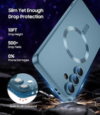 Magnetic for Samsung Galaxy S25 Plus Case [Compatible with MagSafe][Built-in Camera Lens Protector] Slim Soft Silicone Bumper Shockproof Metallic Luster Phone Shell (Green)