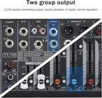 W IN-MIX DX12 Professional DJ Audio Mixer 12 Channel with 99 DSP Effects,7-band EQ,Independent 48V Phantom Power&Mute Button,Bluetooth Function,USB Interface Recording For Studio & Stage