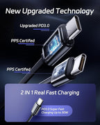 DreamBee Retractable Car Charger,66W Super Fast USB Car Phone Charger,Dual TypeC Retractable Cables Gifts for Men Women Car Truck Accessories for Samsung Galaxy S23+/S23/ S22 iPhone 15/14,iPad