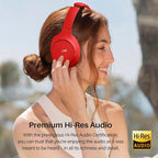 TOZO HT2 Hybrid Active Noise Cancelling Headphones, Wireless Over Ear Bluetooth Headset, 60H Playtime, Hi-Res Audio Custom EQ via App Deep Bass Comfort Fit Ear Cups, for Home Office Travel Red