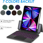 iPad Air 5th Keyboard Case for iPad Air 11 inch (M2) 2024/4th/3rd/2nd/1st Gen -iPad10.9 Air 5 /Air 4 Gen-7 Color Backlight,Touchpad Detachable Slim Cover with Pencil Holder (10.9"/11",Black)