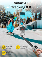 Gimbal Stabilizer for iPhone & Android, 3-Axis Phone Gimbal with OLED Screen, 7.8" Extendable Rod, Face & Gesture Tracking, Ideal for Vlogging, Travel & Video Recording-Smart V8 White