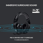 Logitech G733 Lightspeed Wireless Gaming Headset, Suspension Headband, Lightsync RGB, Blue VO!CE Mic, PRO-G Audio – Black, Gaming Headset Wireless, PC, PS5, PS4, Switch Compatible