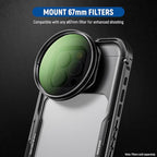 NEEWER 16 Pro Max Cage, Quick Release Video Rig Phone Stabilizer Compatible with iPhone 16 Pro Max with 67mm Filter Adapter, 17mm Lens Backplate, T Mount Lens Adapter Compatible with Moment, PA074