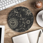 Round Mouse Pad, Celestial Pattern Sun and Moon Mouse Pad, Washable Gaming Mousepads with Lycra Cloth, Non-Slip Rubber Base Computer Small Mouse Pads for Wireless Mouse