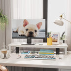 Dual Monitor Stand Riser, 39Inch Large Monitor Stands for 2 Monitors, Computer Monitor Stand, Wooden Desktop Oraganizer Shelf for Office Desk Computer,Laptop,TV