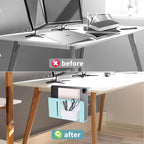 Desk Side Storage Organizer, Under Desk Laptop Holder Clamp on Table Shelf, No Drill Laptop Mount with Magnetic Pen Holder, Hanging Table Organizer for Office and Home