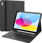 CHESONA Keyboard Case for iPad (A16) 11th/10th Generation (2025/2022), Detachable Wireless Keyboard, Stand Folio Keyboard Cover with Pencil Holder, Thin & Light (Black)