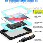 SEYMAC stock Case for iPad mini 5/4 with Screen Protector Pencil Holder [360 Rotating Hand Strap] & Stand, Drop-Proof Case for iPad mini 5th/4th Generation 7.9 inch (SkyBlue+Black)