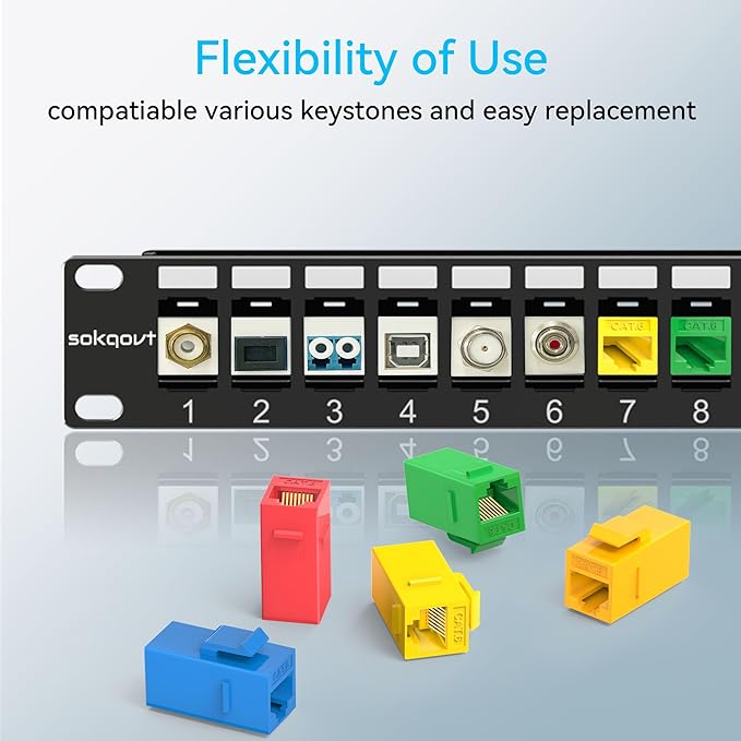12 Port Mini Blank Keystone Patch Panel with Snap-in Design (2 Pack), Cat6 Network Patch Panel 1U 10 inch, Rack Mount Ethernet Patch Panel (for Slim Keystone Only)