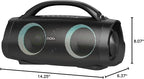 DOSS Extreme Boom+ Outdoor Bluetooth Speaker with 100W Stereo Sound, Extra Bass, 20H Playtime, Party-Sync LED Lights, Built-in Power Bank, IPX6 Waterproof Speaker for Camping, Pool, Beach, Yard