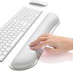 Dapesuom Enlarge Keyboard Wrist Rest, Cute Memory Foam Keyboard Wrist Cushion for Computer Desk Mats Support, Typing Pain Relief Ergonomic Mouse Pad Rests with Non-Slip Base for Gaming, Laptop, White