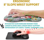 Hokafenle Ergonomic Mouse Pad Wrist Support, Wrist Rest Mousepad for Carpal Tunnel Pain Relief with Integrated Memory Foam Slope Massage Bulge (11.8x7.9 inch,Graceful Peony