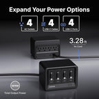 Gitryin 12-in-1 Desktop Charging Station with 4 Retractable Type-C Wall Chargers, 40W USB-C Power Strip with Flat Plug, Extension Cord with 1020J Surge Protection for Home Office
