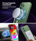 Magnetic for iPhone 16 Case [Compatible with MagSafe][Built-in Camera Lens Protector] Slim Soft Silicone Bumper Shockproof Metallic Luster Phone Case (Green)