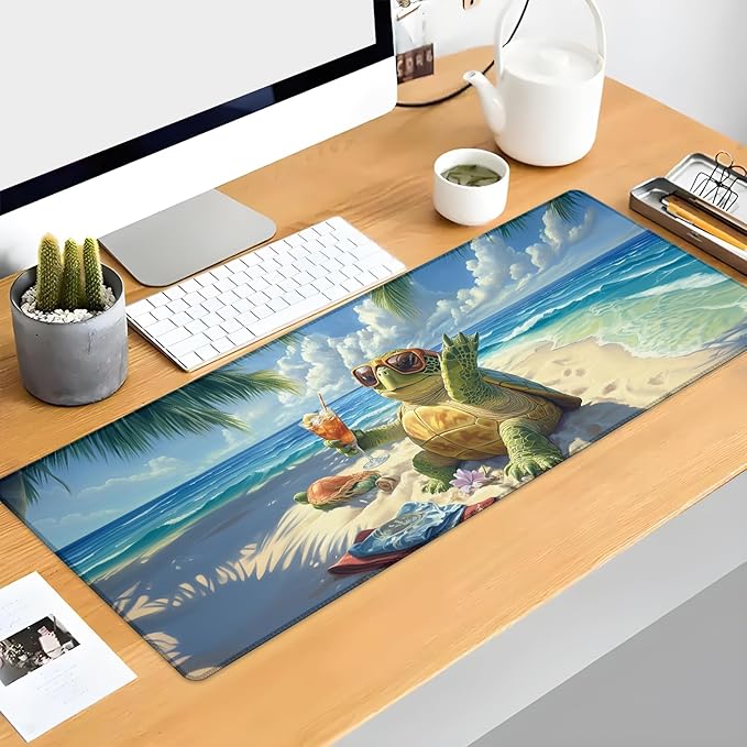 Turtle Gaming Mouse Pad Extended Desk Computer Keyboard Laptop Mouse Pads for Gaming Home Office Work, Large Long Desk Mat Mousepad with Non-Slip Rubber Base 31.5×11.8inch(17)