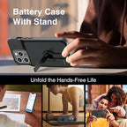 GIN FOXI Battery Case for iPhone 14 Pro Max/14 Plus/13/12 Pro Max, Charging Cases with Stand 8000mAh Portable Extended Case Cover Juice Box for iPhone 14 Pro Max, 14Plus, 13/12Pro Max (6.7”) Black