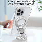 RESPECTED-BRO-Magnetic-Phone-Grip-Stand-with-Finger-Strap, 4-in-1 Magnetic Ring Holder, Kickstand and Elastic Strap for Smartphones, Universal Fit for iPhone, Android, and Cases (Silver)