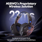 NUBWO G06 Dual Wireless Gaming Headset with Microphone for PS5, PS4, PC - 23ms Low Latency Audio - 100-Hour of Playtime - 50mm Drivers (Black-Blue)