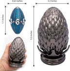 ARUOHHA DND Metal Dice Black Blue Dragons Egg Dice with Rotating Dragon Egg Shell, Compatible with D&D RPG Role Playing Game, Dungeons Polyhedral D and D Dice Set D20 D12 D10 D8 D6 D4