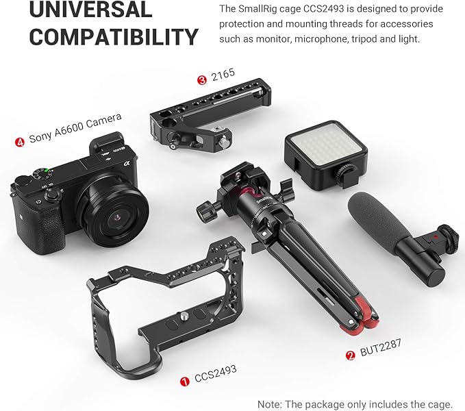 SMALLRIG Cage for Sony Alpha A6600/ILCE 6600 Mirrorless Camera with Cold Shoe Mounts - CCS2493