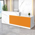 Reception Desk with Counter Modern Checkout Counter with Lockable Drawer Keyboard Tray Receptionist Desk for Office Salon Reception Table U Right 63inch/160cm