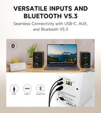 Edifier M60 Multimedia Speaker Bluetooth 5.3, 66W RMS, Hi-Res Audio & Hi-Res Wireless Audio, LDAC,3" Mid Bass & 1" Tweeter, USB-C & Aux Inputs, Compact Desktop Speaker – Black