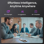 AI Voice Recorder, Note Voice Recorder - Transcribe & Summarize, AI Noise Cancellation Technology, Supports 152 Languages, 64GB Memory APP Control Audio Recorder for Lectures, Meetings, Calls, Gray