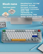 nuphy Kick75 Wireless Low Profile Keyboard with Knob,75% Layout 80 Keys RGB Backlit, Hot Swappable Gaming Mechanical Keyboard with PBT Keycaps,Support BT/2.4G/USB-C (Blush Nano Switch)