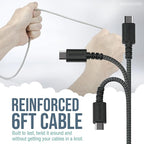 Smartish 2 in 1 USB C to USB C/Lightning Cable - Crown Joule - 6 Ft Fabric Wrapped Fast Charging Cord - for iPhone, Galaxy, Pixel - 100W Dual Fast Charger for Phones/Laptops - No. 2 Pencil Gray