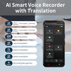 AI Voice Recorder with Playback, Digital Voice Recorder with AI Transcription, Summary, Translation, Full Touch Screen Recorder with 80GB, Audio Recorder Device for Meetings, Lectures, Interviews