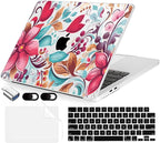 Compatible with MacBook Air 13.6 inch Case, M4 A3240/M3 A3113/M2 A2681 (Released 2025 to 2022), Hard Shell, Keyboard Cover, Screen Protector, Webcam Cover & Type-C Adapter, Geometric Flowers