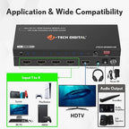 8K HDMI Switch 4 in 1 Out, 8K@60Hz 4K@120Hz 1080P@240Hz with Audio Extraction, HDMI to Optical & Analog 3.5mm, HDR HDCP2.3 EDID Control (JTECH-8KSW41AE)