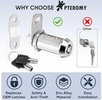 PTEROMY 5 Pack Cabinet Lock with Keys, 5/8'' Heavy Duty Tubular Cam Lock for RV Compartment Storage Locks, Full Set of RV Cam Locks (Chrome, 5/8'', 5 Pack)