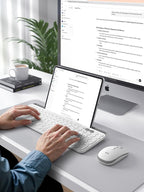 seenda Bluetooth Keyboard and Mouse for iPad, CTU-301 Multi-Device Bluetooth + 2.4G Wireless Keyboard Mouse with Tablet Holder for MacBook/Windows Computer, iOS/Andriod Tablet Phone, White