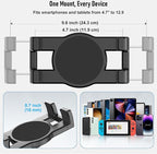 Industrial Tablet Mount for Truck&Vehicle, Heavy Duty Drill Base iPad Mount Holder for Car, Adjustable Aluminum Arm, Compatible w/ 4.7"-12.9" Devices, Perfect for Dashboard, Boats, Walls–Black