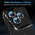 YWXTW Designed for iPhone 16 Pro/iPhone 16 Pro Max Camera Lens Protector Bling, [New Glitter Design] Individual Metal Tempered Glass Camera Cover Accessories Case Friendly (Black Titanium)