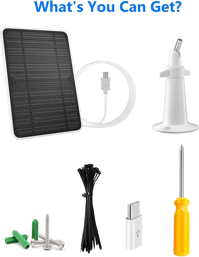 Solar Panel for Security Camera, 5W USB Solar Panel for DC 5V Security Camera, Micro USB & USB-C Port Solar Panel, IP65 Waterproof Solar Charger for Camera,360° Adjustable Mounting 13ft Cable, 3 Pack