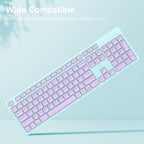 LeadsaiL Wireless Keyboard, 2.4GHz Full-Sized Ergonomic Computer Keyboard, Cordless Noiseless Keyboard,12 FN Shortcuts for Windows MacOS Laptop Computer - Purple and Mint Green