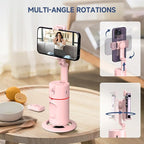 Auto Face Tracking Phone Holder, Gesture Control & Remote, Face Tracking Tripod 360 Rotation Body Phone Camera Mount Smart Shooting Holder, iPhone Selfie Stick Tripod, Expandable Pole (Pink)