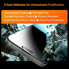 OneFish 2 Pack Privacy Screen Protector for iPhone 14 Pro - 4-Way 360° Anti-Spy Tempered Glass, 9H Hardness, 3D Curved Edges, Case-Friendly & Easy Installation