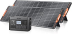 2400W Solar Generator with 2 * 200W Flexible Panel, GRECELL 1843Wh Portable Power Station w/ 2400W(4800W Peak)4 AC Outlets, Fast Charging Emergency Backup Battery UPS for Home Outage RV/Van, H2400