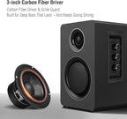 Computer Speakers for Desktop PC, Active Bookshelf Speaker with 3‘’ Carbon Fiber Woofer and Silk Film Tweeter ,Supports Bluetooth 5.3, USB-C, AUX/RCA Input for Record Player TV - Black Stereo Set