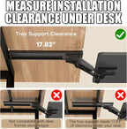 yeshine Under Desk Keyboard Tray Slide Out, Height Adjustable Computer Keyboard & Mouse Platform Tray, 360° Swivel & 30° Tilt Up and Down, Ergonomic Keyboard Tray Under Desk Slide, Black, 25"W x 9.8"D