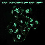 Haxtec Sticker Sharp Edge Dice Halloween Dice Resin DND Dice Set 7PCS Glow in The Dark Polyhedral D&D Dice for Compatible with Dungeons and Dragons